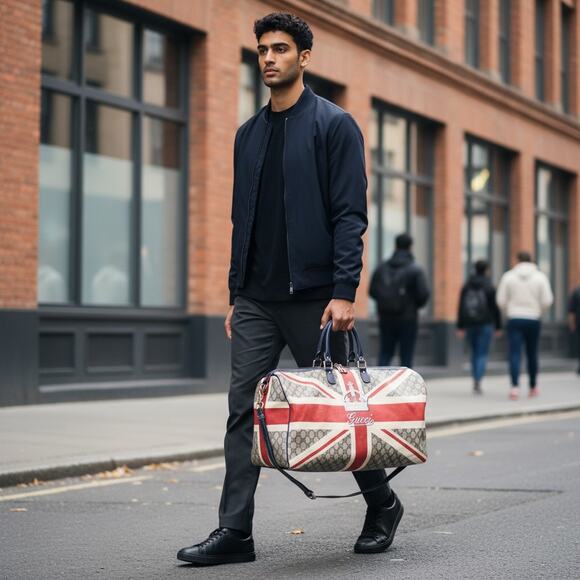 Gucci Union Jack Boston Bag UK Flag 2009 Sloaney Bag London Exclusive Rare GG - Picture 2 of 16